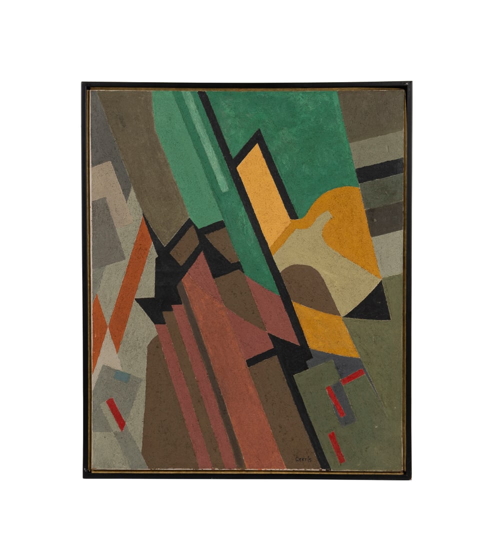 Robert Geerts, Abstract, 20th C., O/C: Robert Geerts 1911-1991 Abstract Composition Oil on canvas Signed "Geerts" to LR, signed and inscribed "Brabant" to verso. Framed. Canvas: 39 1/2 x 32 in. (100.3 x 81.3 cm.), Frame: 41 1/4 x 33 3/4 x 