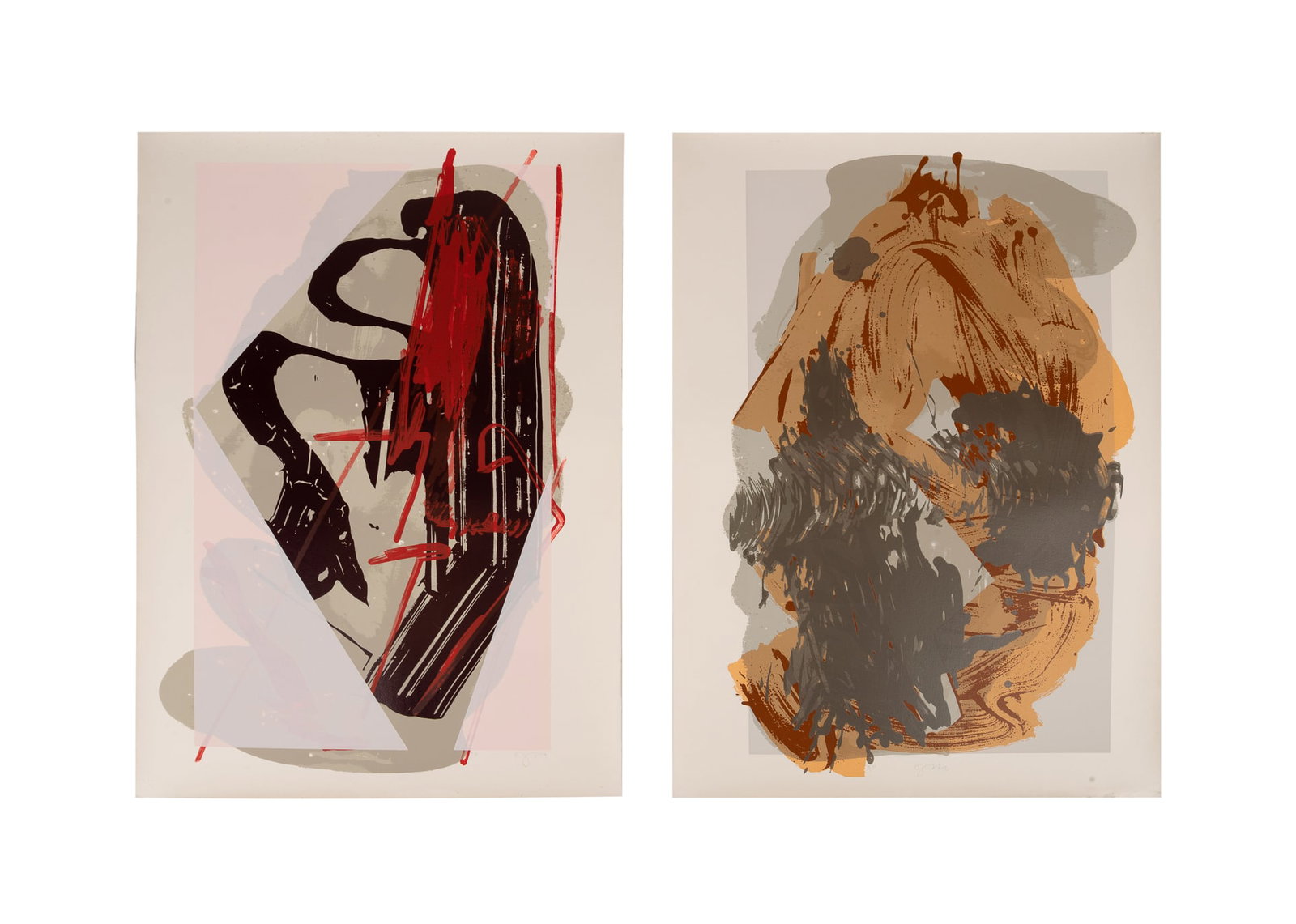 Darryl Hughto, Two Screenprints, 1981 and 1982: Darryl Hughto American, born 1943 "12 Bottom" (1982) and "Combine" (1981) Screenprints in colors Both signed and editioned "AP" to lower margin, printed by Ronald Saypol, with blind stamp to LR, and p