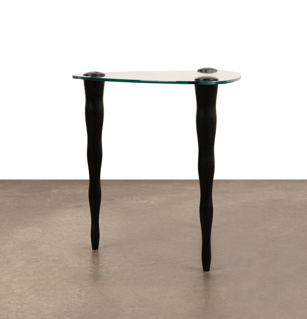 Postmodern Triangular Glass Top End Table - 3