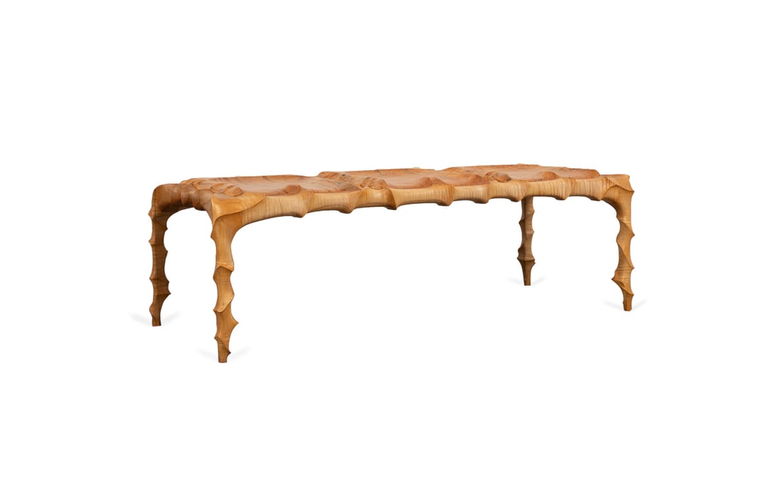 J.W. Williams, Carved Ambrosia Maple Bench (1 of 7)
