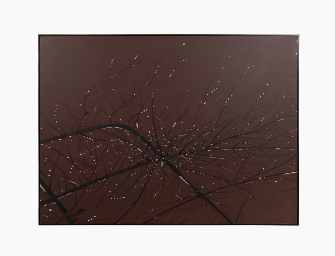 Alex Katz, "Wet Night", 1996, Oil on Canvas: Alex Katz American, born 1927 "Wet Night" - 1996 Oil on canvas Apparently unsigned, titled to stretcher, gallery label for PaceWildenstein, New York, NY, and exhibition labels for Marlborough Gallery,