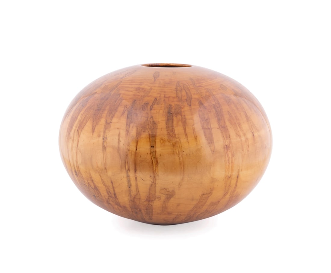 Philip Moulthrop, Large Turned Silver Maple Bowl: Philip Moulthrop American, born 1947 Large Turned Bowl Silver Maple Signed, wood species, and numbered "801090" to the underside. 15 1/2 x 20 3/4 x 20 3/4 in. (39.4 x 52.7 x 52.7 cm.) Provenance: Pri