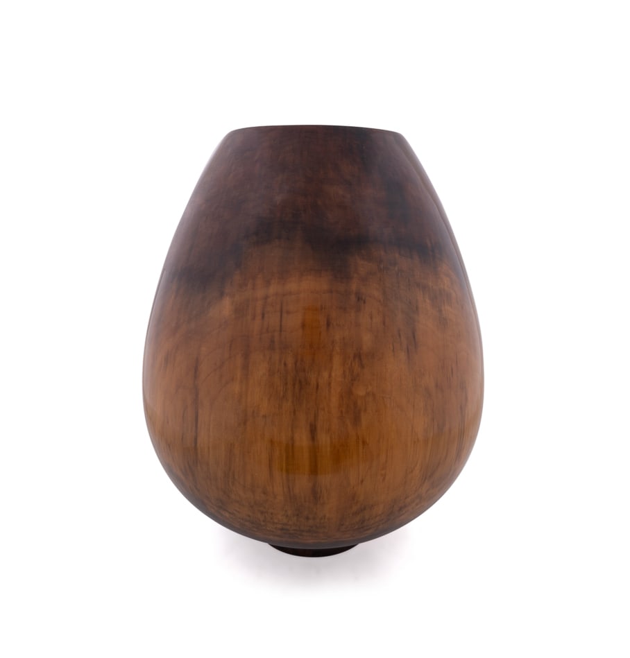 Philip Moulthrop, Large Figured Tulipwood Vase: Philip Moulthrop American, born 1947 Turned Footed Vase Figured Tulipwood Signed and wood species to the underside. 22 1/2 x 18 3/4 x 18 3/4 in. (57.2 x 47.6 x 47.6 cm.) Provenance: Private Collectio