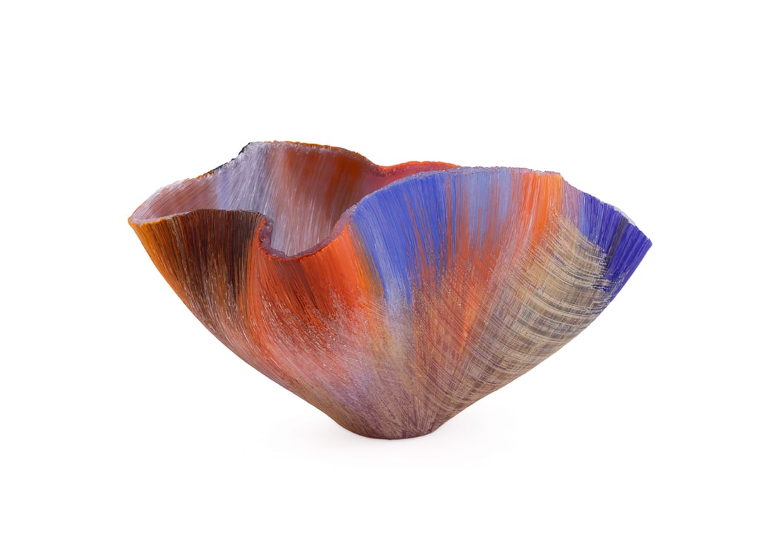 Toots Zynsky, Rasserenare 2001, Kiln-formed Glass: Toots Zynsky American, Born 1951 Rasserenare - 2001 Filet-du-verre (kiln-formed glass) Signed with artist's characteristic "Z" on the underside. Note: Includes receipt as well as certificate of authen