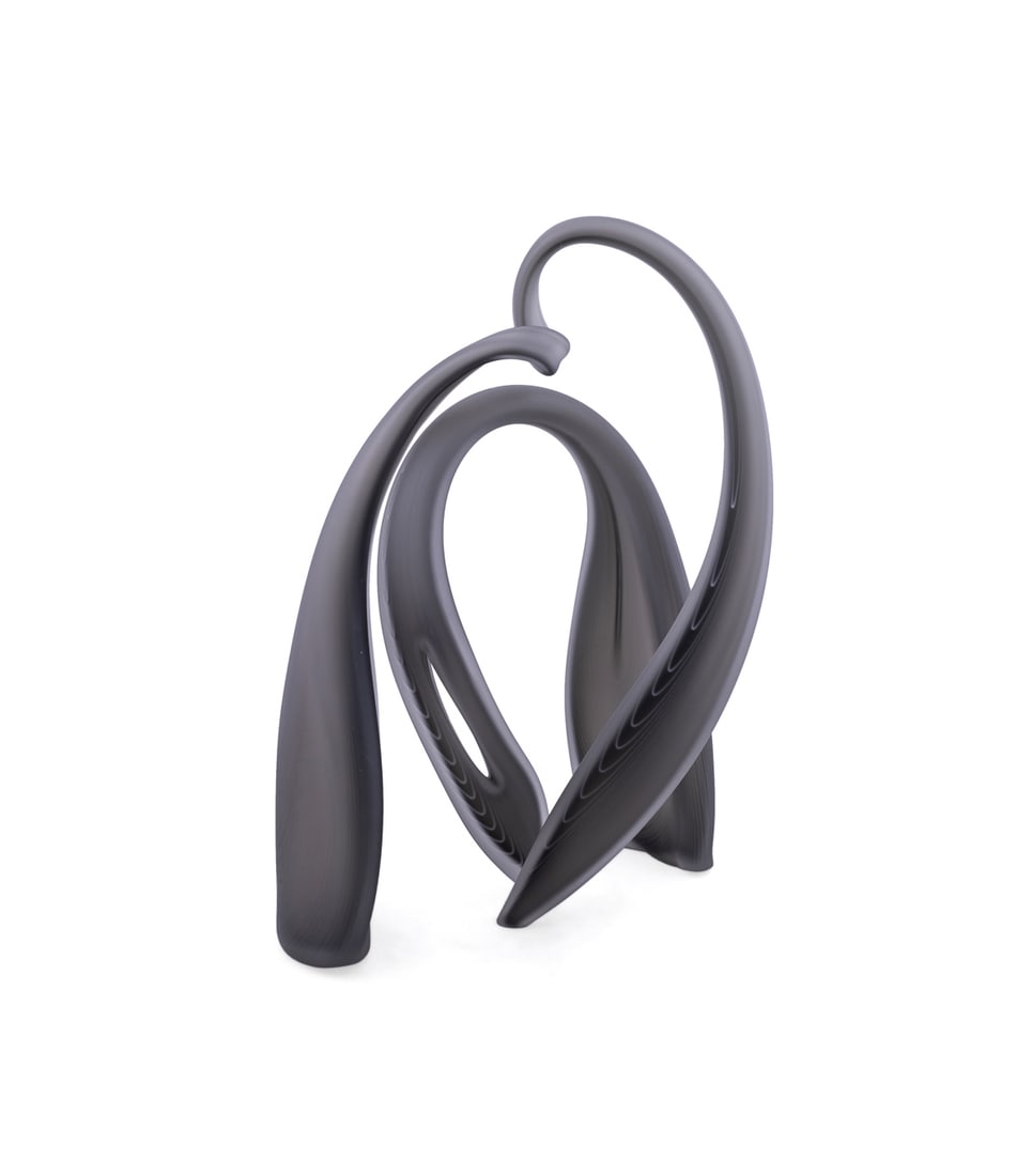 Greg Fidler, "Soft Grey Bowing Pair...", 2007: Greg Fidler American, born 1970 "Soft Grey Bowing Pair / Twisted and Pierced" - 2007 Blown and sculpted glass Comprising two pieces, apparently unsigned. Note: This Lot is accompanied by a sheet with 