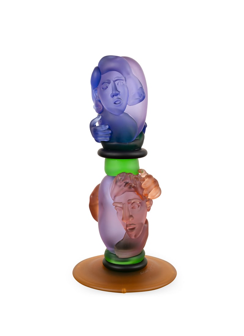 Richard Jolley, "Balance", 1996, Blown glass: Richard Jolley American, born 1952 "Balance" - 1996 Hand-blown glass Signed and dated to base. Note: Lot includes postcard and letter correspondence with the artist starting in 1994 and spanning to 20