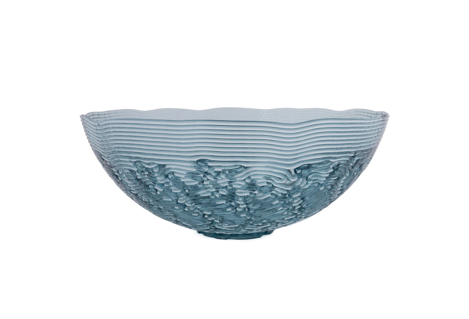 Mark Peiser, Large Blue Bowl, 2005: Mark Peiser American, born 1938 Large Blue Bowl - 2005 Coldstream cast glass Marked "Mark Peiser CSC 11/1/5 - 2" to rim. 8 1/2 x 21 x 21 in. (21.6 x 53.3 x 53.3 cm.) Provenance: Private Collection,