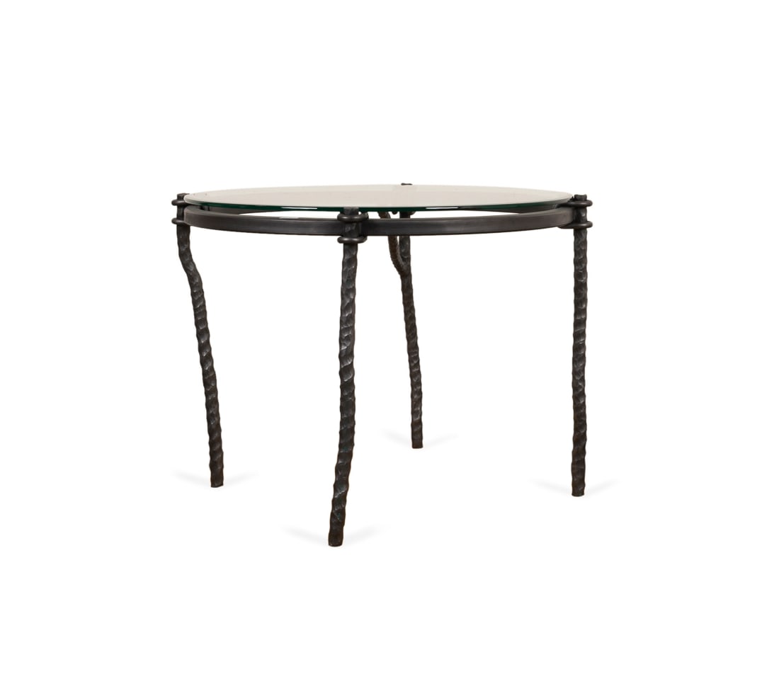 Ivan Bailey Faux Bois IronTable with Glass Top (1 of 5)
