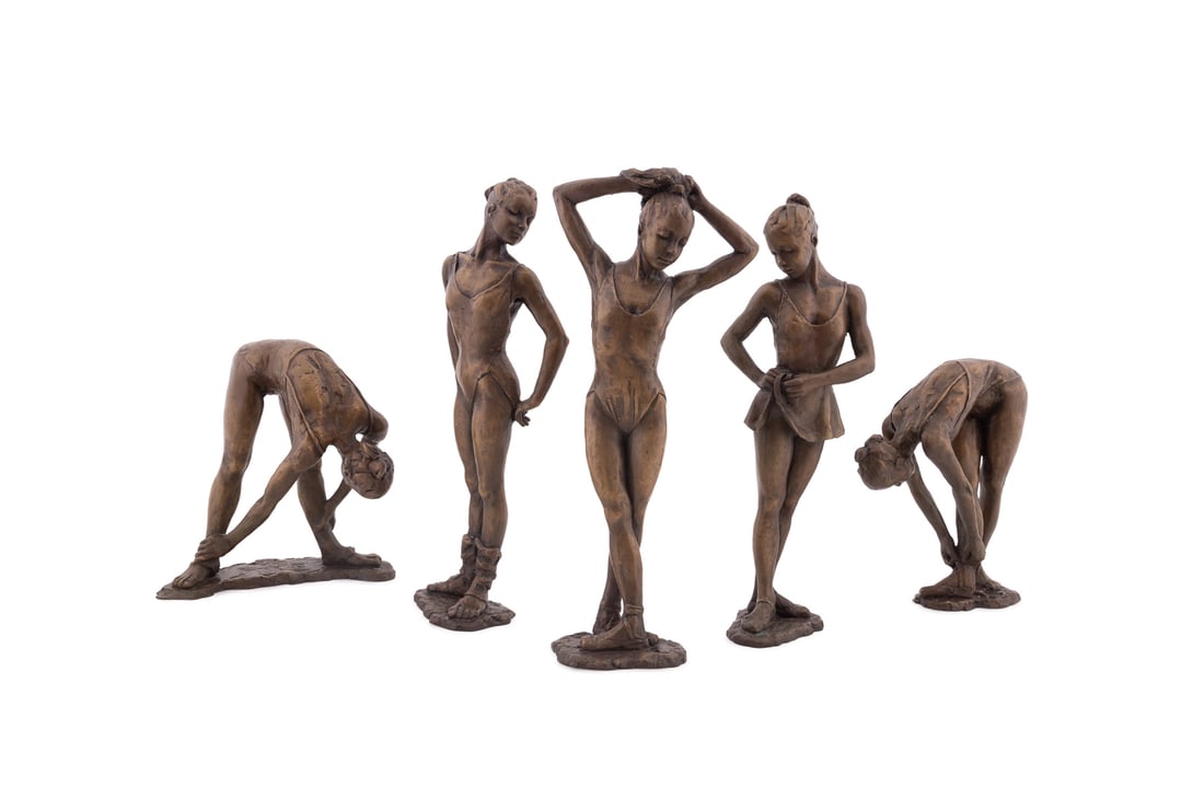 Teena Stern, "First Through Fifth", Five Bronzes: Teena Stern American (Atlanta, GA), born 1935 "First Through Fifth" Bronze Five sculptures. Signed in mold to base and numbered 10 of 15. Tallest: 15 3/4 x 7 x 3 1/4 in. (40 x 17.8 x 8.3 cm.) Provena