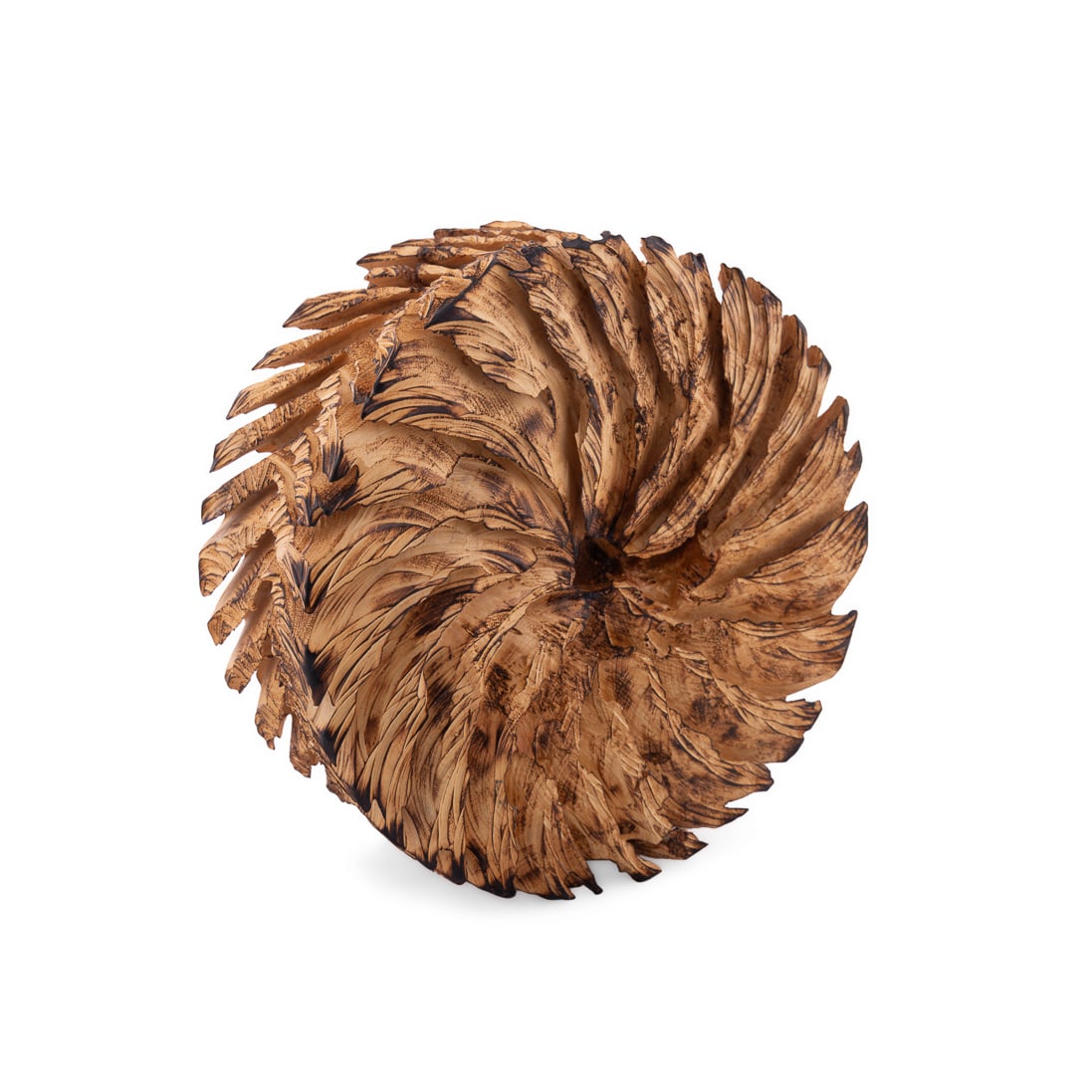 Robyn Horn, Millstone Series Maple Sculpture: Robyn Horn American, born 1951 Millstone Series Maple Burl, Sumi Ink Initial signature, illegible inscription, and dated to larger flat edge to side. Flat: 5 x 11 3/4 x 11 3/4 in. (12.7 x 29.8 x 29.8 