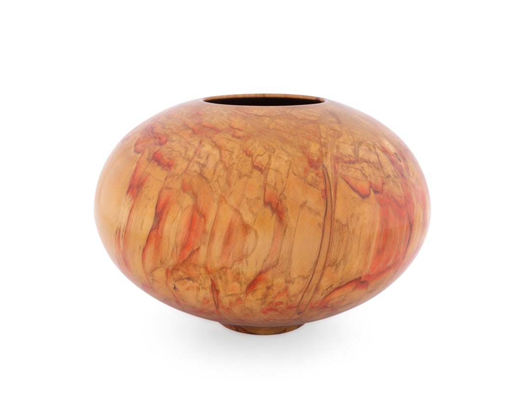 Matt Moulthrop, Turned Ash Leaf Maple Bowl: Matt Moulthrop American, born 1977 Turned Bowl Ash Leaf Maple Signed, wood species, and numbered "906140" to the underside. 8 1/4 x 12 5/8 x 12 5/8 in. (21 x 32.1 x 32.1 cm.) Provenance: Private Coll