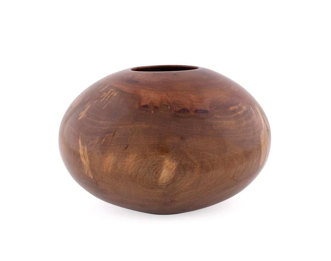 Philip Moulthrop, Turned Black Gum Wood Bowl: Philip Moulthrop American, born, 1947 Turned Bowl Black Gum Signed, wood species, and numbered "803090" to the underside. 7 3/4 x 11 3/4 x 11 3/4 in. (19.7 x 29.8 x 29.8 cm.) Provenance: Private Coll