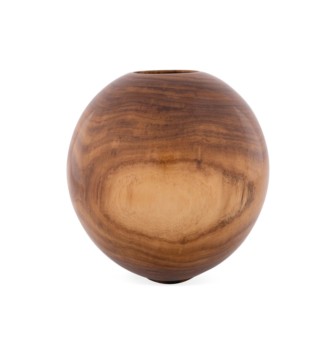 Philip Moulthrop, Turned Mimosa Wood Bowl: Philip Moulthrop American, born 1947 Turned Bowl Mimosa Wood Signed, wood species, and numbered "405080" to the underside. 12 x 11 1/2 x 11 1/2 in. (30.5 x 29.2 x 29.2 cm.) Provenance: Private Collec