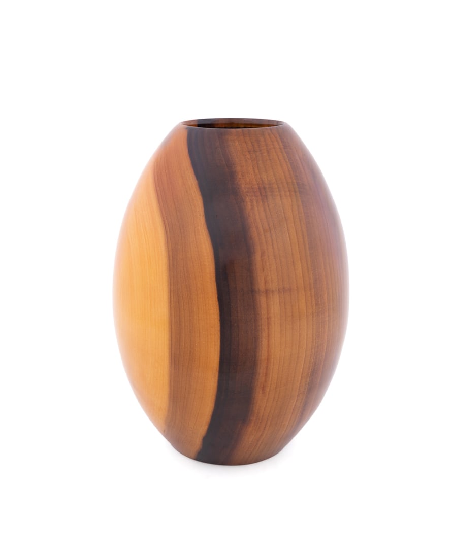 Matt Moulthrop, Turned Tulip Poplar Wood Vase: Matt Moulthrop American, born 1977 Turned Vase Tulip Poplar Wood Signed, wood species, and numbered "804-201" to the underside. 11 1/4 x 8 3/8 x 8 3/8 in. (28.6 x 21.3 x 21.3 cm.) Provenance: Private