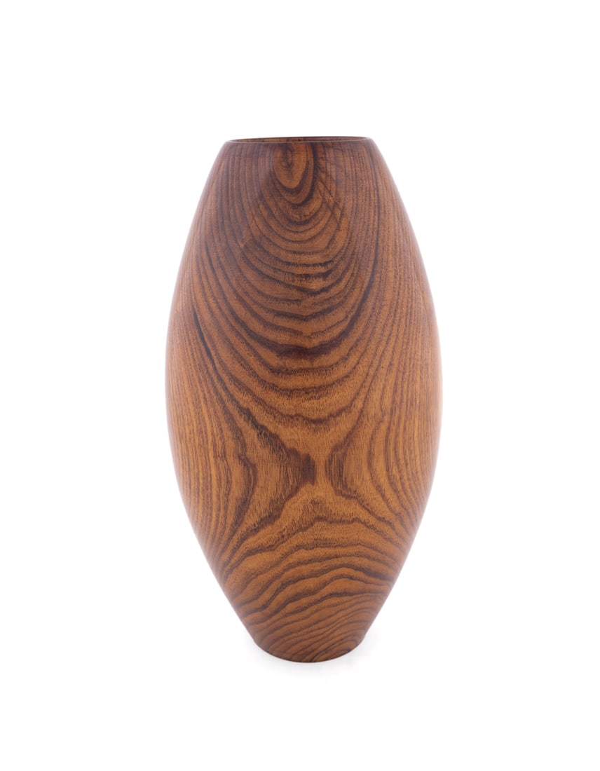Philip Moulthrop, Turned Mimosa Vase: Philip Moulthrop American, born 1947 Turned Wood Vase Mimosa Signed, wood species, and numbered 104060 to underside. 16 3/8 x 8 1/2 x 8 1/2 in. (41.6 x 21.6 x 21.6 cm.) Provenance: Private Collection