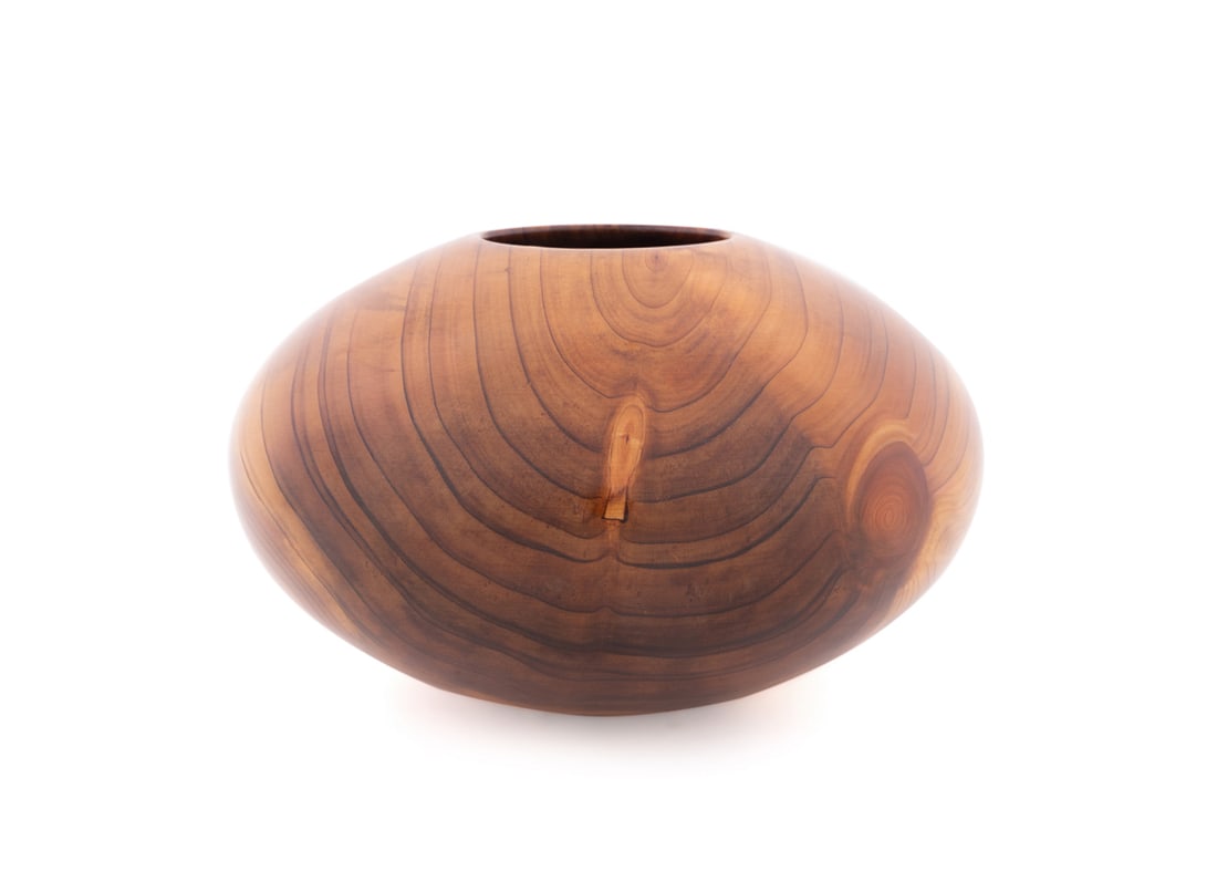 Philip Moulthrop, Turned Dawn Redwood Bowl: Philip Moulthrop American,, born, 1947 Turned Bowl Dawn Redwood Signed, wood species, and numbered "920-170" to the underside. 7 1/4 x 12 x 12 in. (18.4 x 30.5 x 30.5 cm.) Provenance: Private Collect