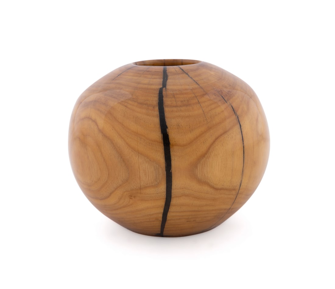 Matt Moulthrop, Turned Yellowwood Bowl: Matt Moulthrop American, born 1977 Turned Bowl Yellowwood Signed, wood species, and numbered "207130" to the underside. 6 x 7 1/2 x 7 1/2 in. (15.2 x 19.1 x 19.1 cm.) Provenance: Private Collection,