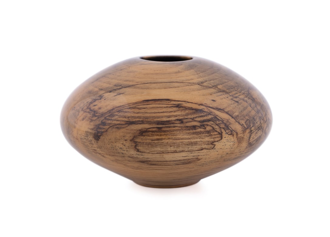 Philip Moulthrop, Turned Spalted Hackberry Bowl: Philip Moulthrop American, born 1947 Turned Wood Small Bowl Spalted Hackberry Signed, wood species, and numbered 413020 to underside. 3 3/4 x 6 3/8 x 6 3/8 in. (9.5 x 16.2 x 16.2 cm.) Provenance: Pri