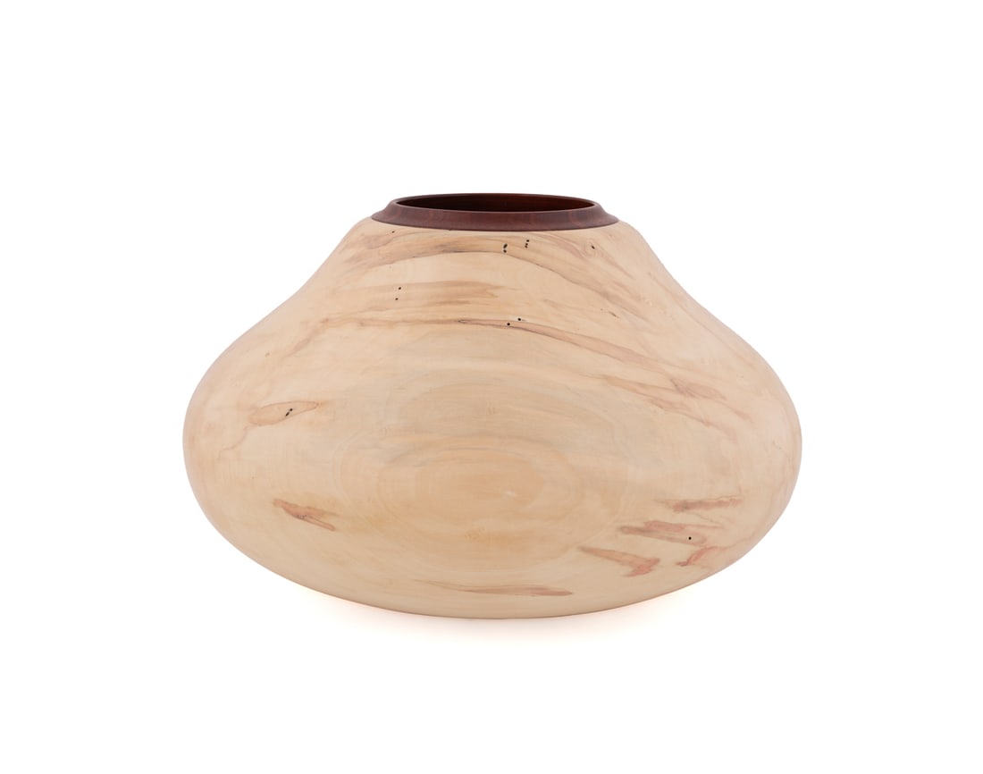 Bruce Hoover, "Celestial Fire, Wooden Bowl, 2002: Bruce Hoover American, active after 1999 "Celestial Fire" - 2002 Spalted Boxelder, Bloodwood Turned wooden bowl, signed, wood species, and dated to the underside. 10 3/4 x 17 7/8 x 17 7/8 in. (27.3 x