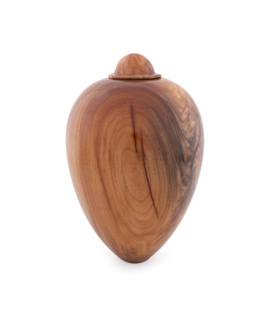 Matthew Hatala, Turned Mixed Wood Vase, 2003: Matthew Hatala American, born 1952 Turned Lidded Vase - 2003 Rosewood, Camphor Signed, wood species, and dated to the underside. 13 x 8 3/4 x 8 3/4 in. (33 x 22.2 x 22.2 cm.) Provenance: Private Coll