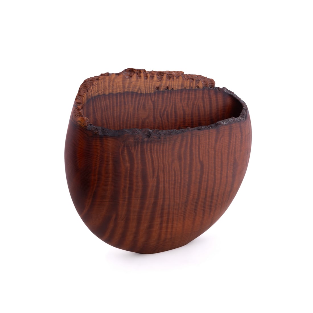 Mark Bressler, "Bowlerrs #5", 2006, Redwood: Mark Bressler American, 1951-2010 "Bowlerrs #5" - 2006 Redwood Large turned wood live edge flat vessel, signed, dated, titled, and with wood type inscribed to underside. 23 7/8 x 29 3/4 x 6 in. (60.6