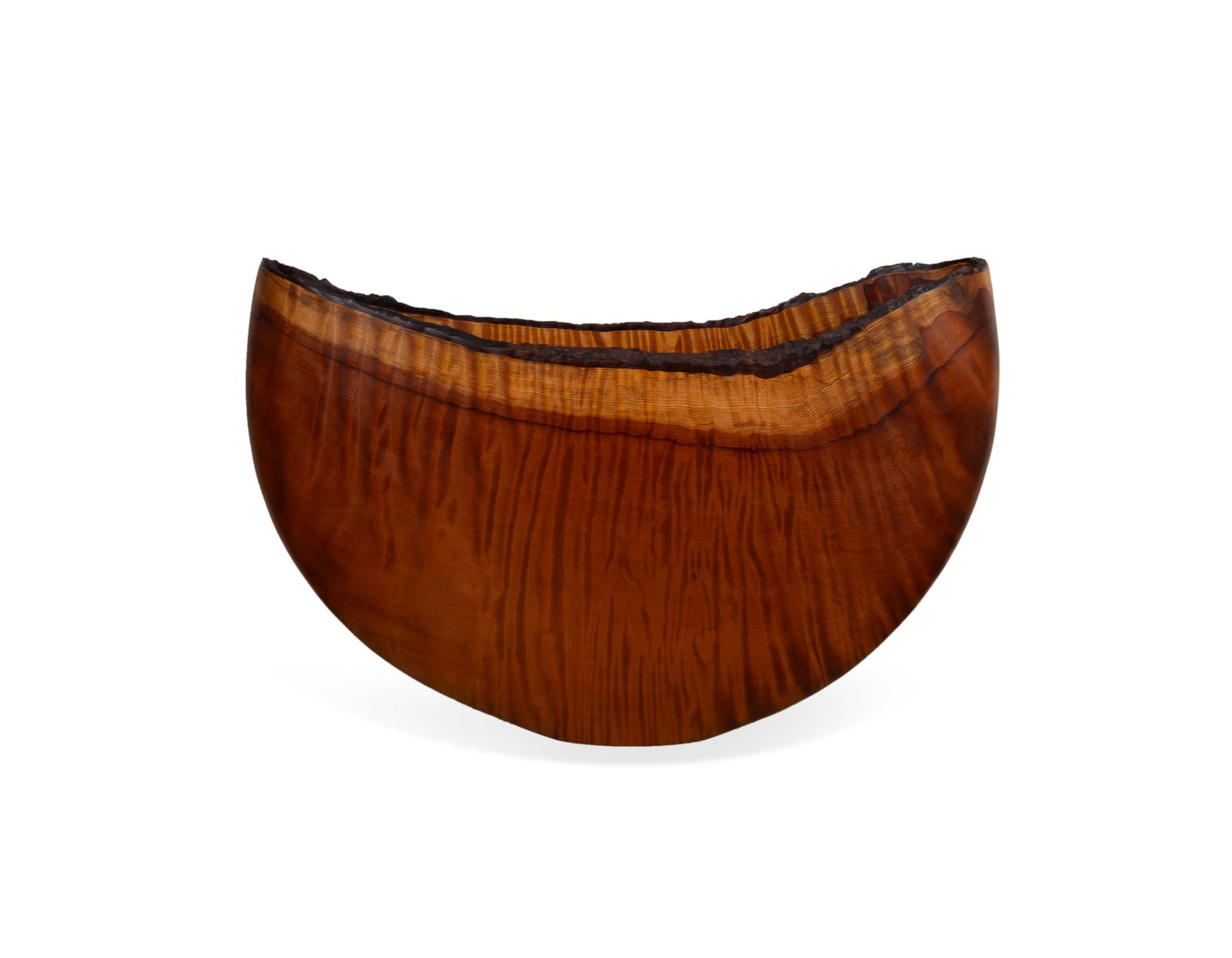 Mark Bressler, Oversized Redwood Vessel, 2007: Mark Bressler American, 1951-2010 Oversized Turned Live Edge Pocket Vessel - 2007 Beeswing Redwood Signed, wood species, dated "Jan 10 2007", and having additional inscriptions to the underside. Openi