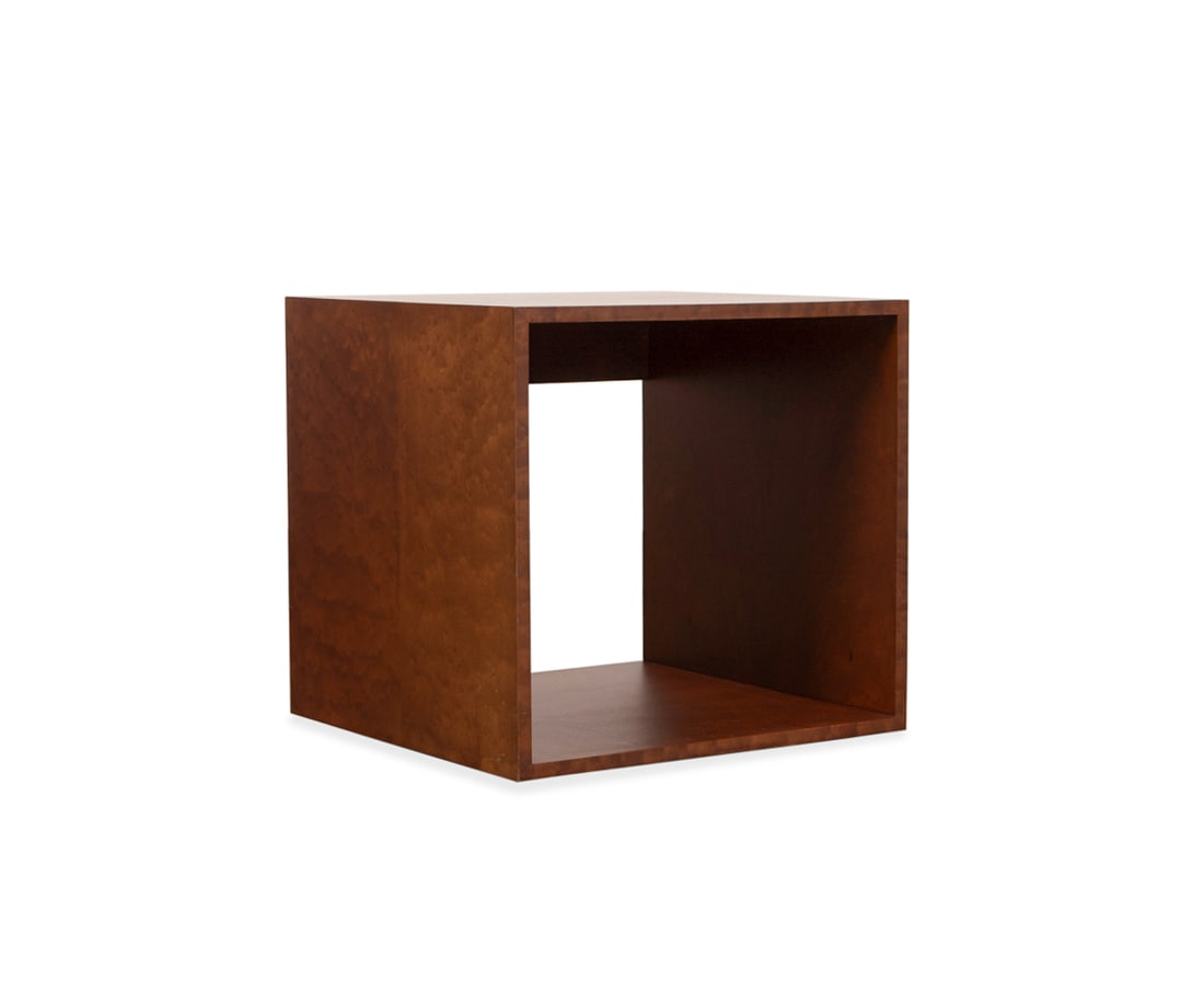 Burlwood Veneer Rotating Open Cube Side Table (1 of 7)