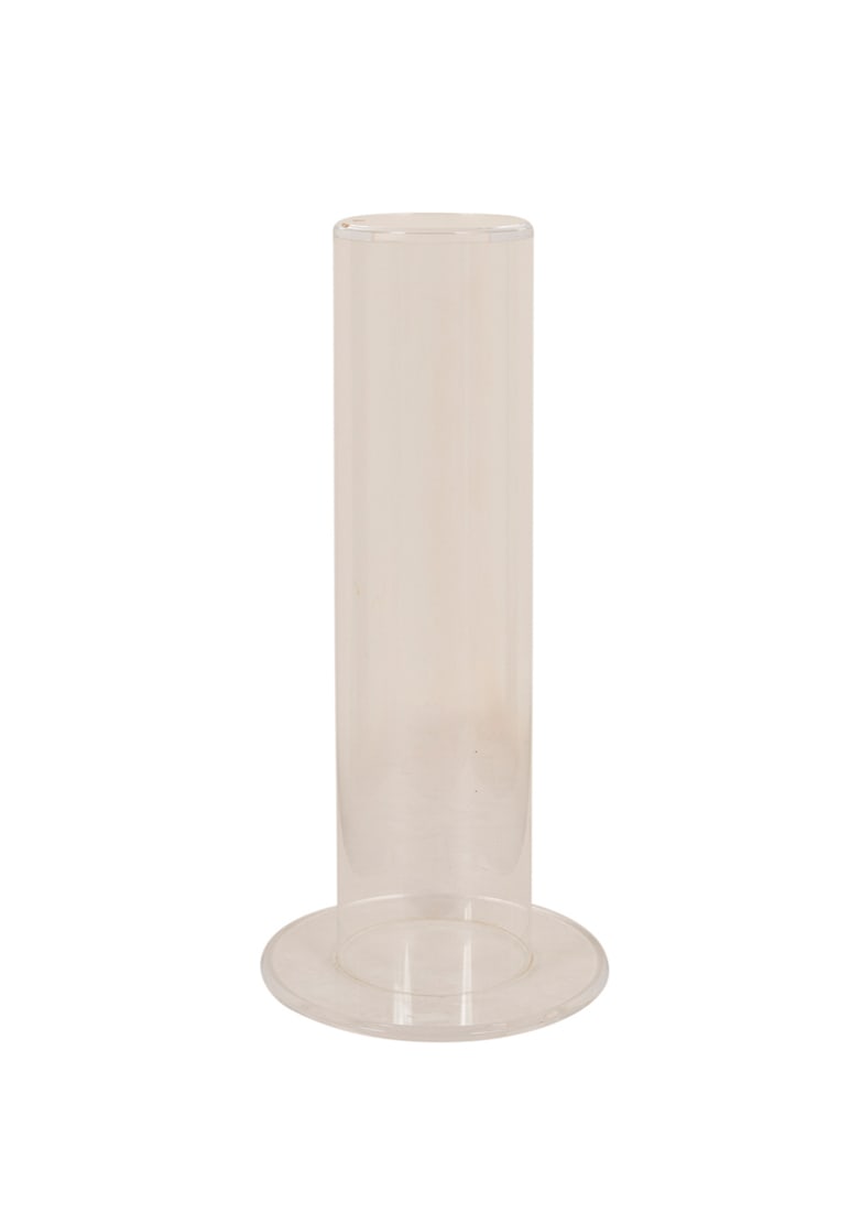 Modern Acrylic Cylindrical Pedestal, 20th century: Modern Acrylic Cylindrical Pedestal American or European, Late 20th century Tall column form pedestal with a disk form foot, apparently unmarked. 38 1/2 x 18 x 18 in. (97.8 x 45.7 x 45.7 cm.), Dia.