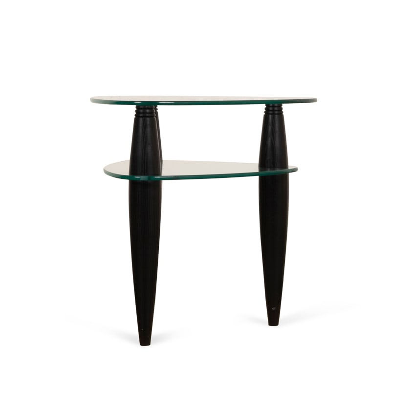 Bill Becker Triangular Glass 2 Tier Side Table - 5