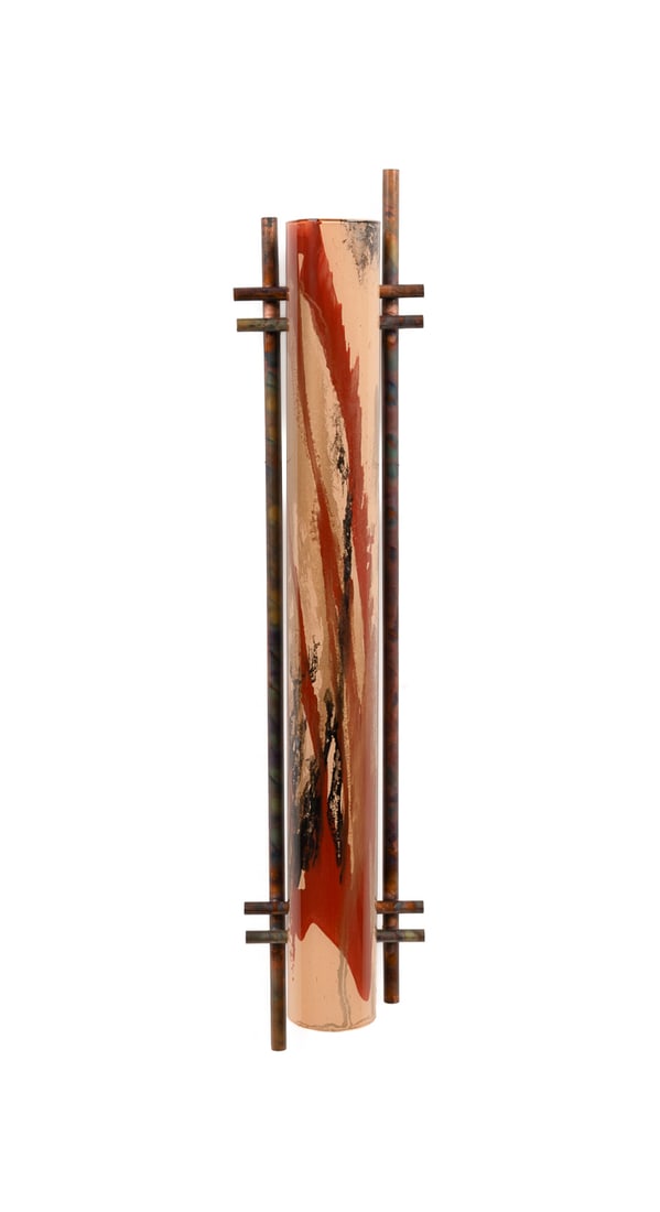 Terry Andrews, "Zen Light", 21st C., Blown Glass: Terry Andrews American, 20th/21st century "Zen Light" - 21st century Blown glass and copper Apparently unsigned. 33 3/4 x 7 1/8 x 4 1/2 in. (85.7 x 18.1 x 11.4 cm.) Provenance: The Estate of Sanford