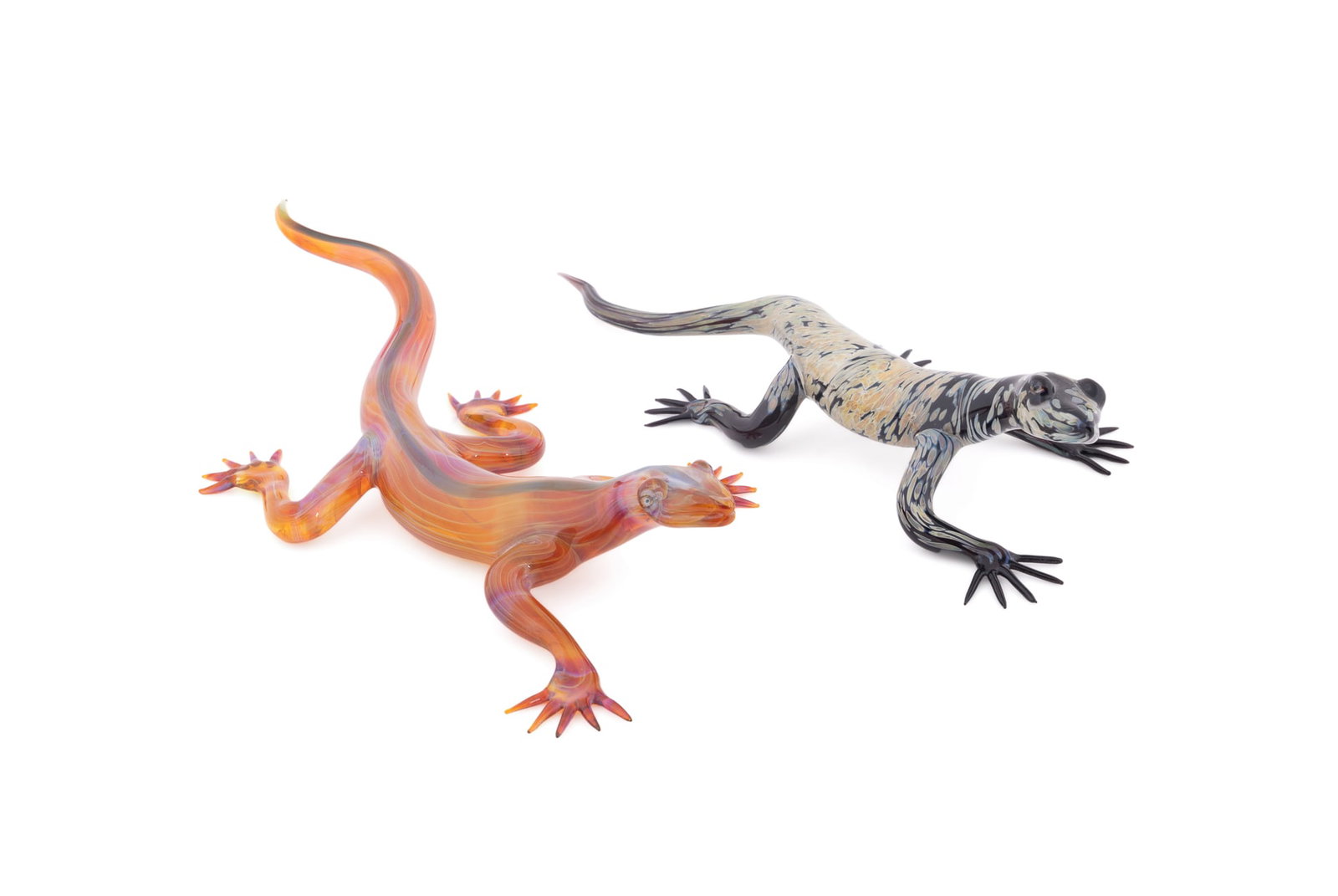 Hans Frabel, Two Glass Lizard Sculptures, 21st C. (1 of 10)