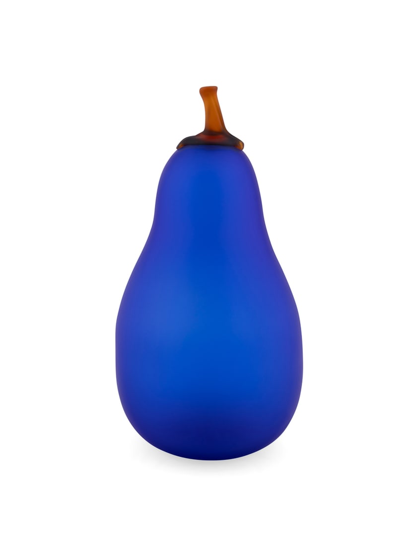 Tommie Rush, "Giant Blue Pear", ca. 1999, Glass: Tommie Rush American, born 1954 "Giant Blue Pear" - circa 1999 Blown glass Cobalt pear with orange stem, artist stamp to underside. 21 1/2 x 11 1/4 x 11 1/4 in. (54.6 x 28.6 x 28.6 cm.) Provenance: T