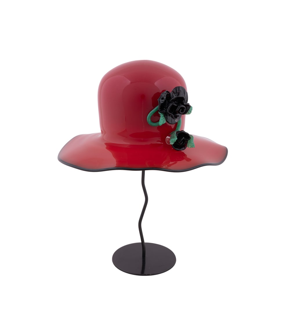 B. Brenno, "Red Hat/Black Flowers", 1997, Glass (1 of 9)