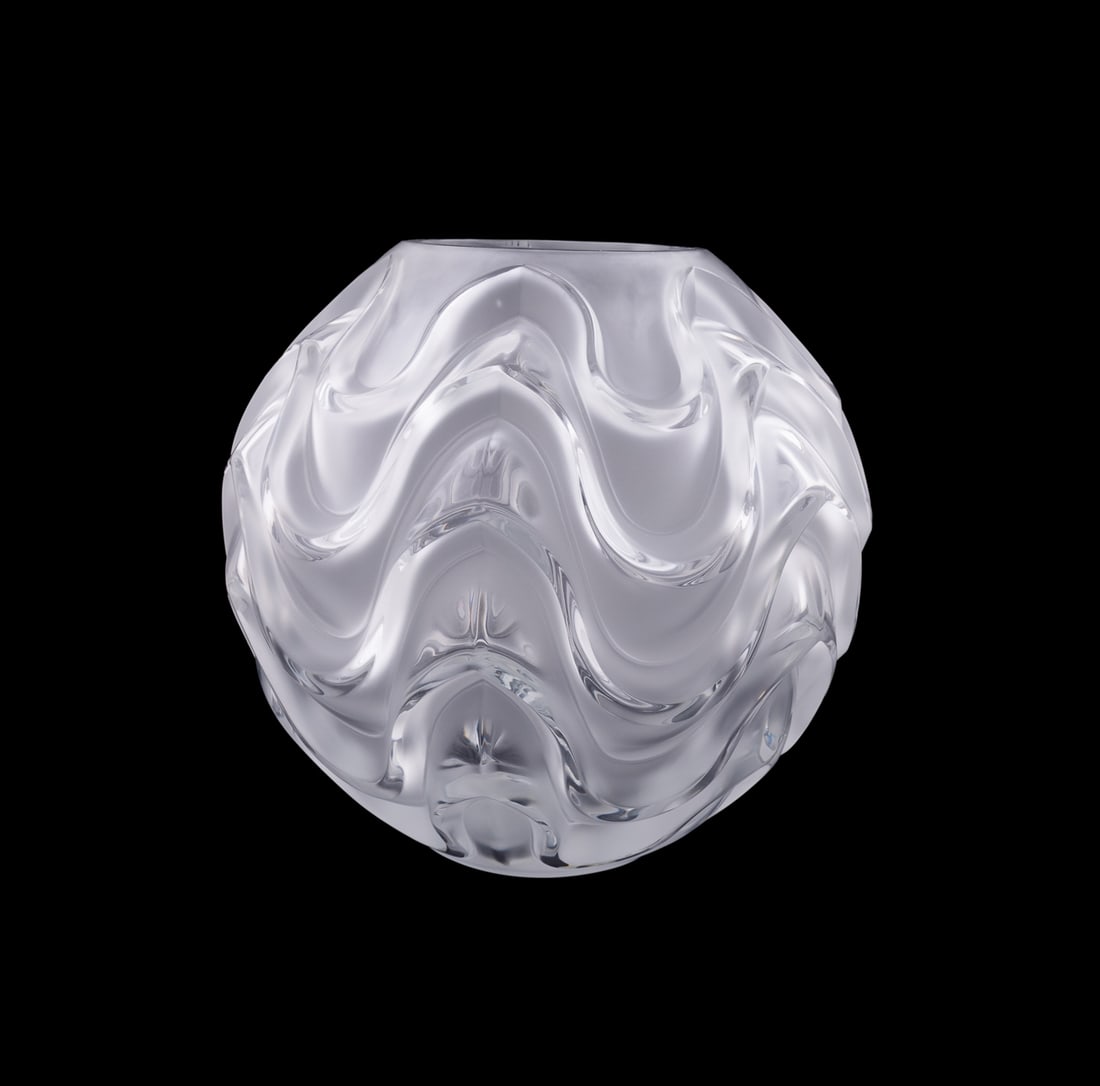 Lalique Large "Vibration" Crystal Vase, C. 2006 (1 of 13)