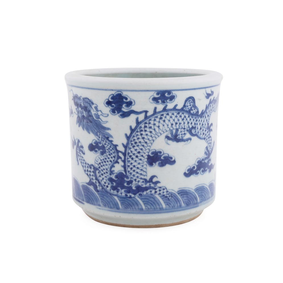 Chinese Blue & White Four-Toed Dragon Brush Pot (1 of 6)