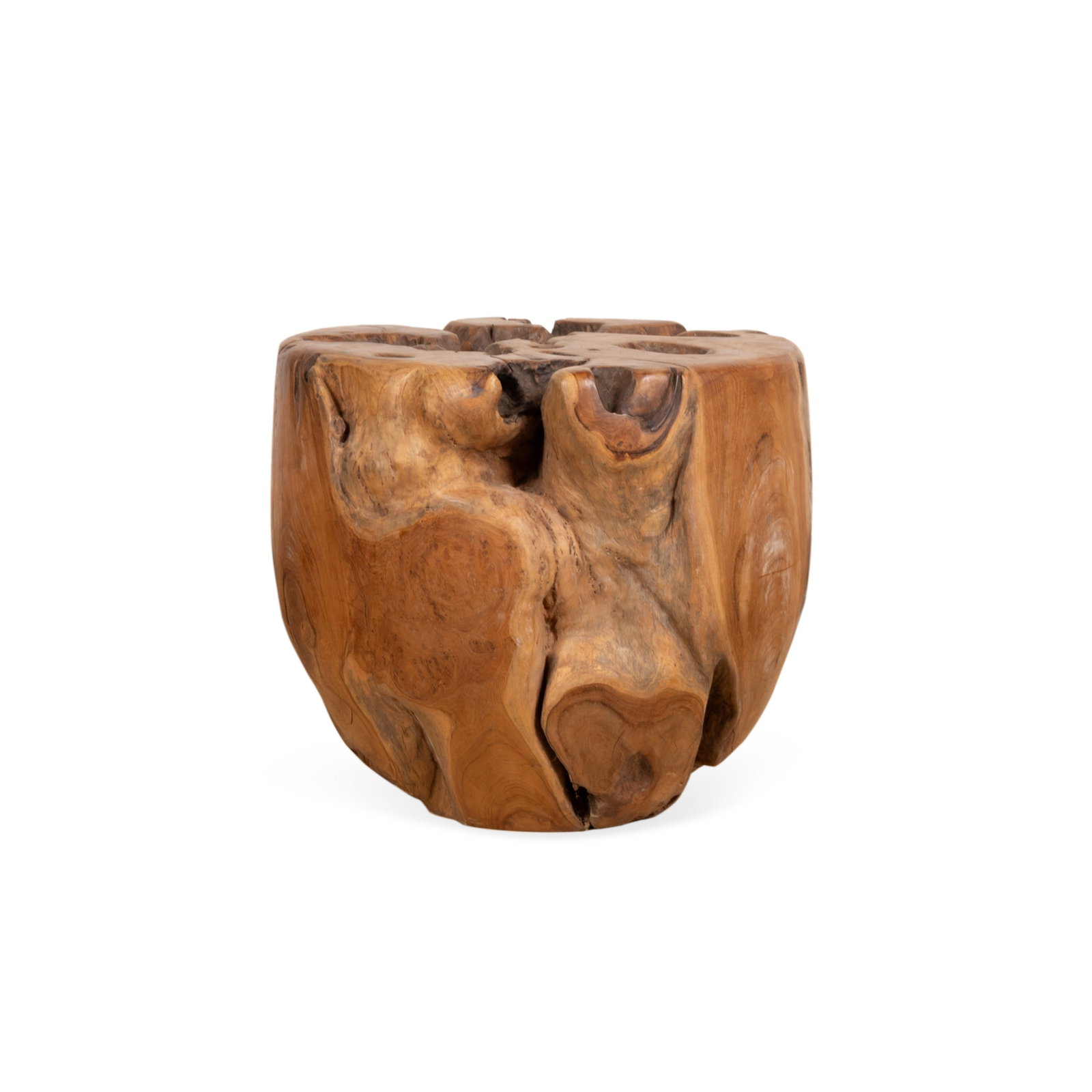 Natural Wooden End or Accent Table: Natural Wooden End or Accent Table Or stump-form stool. Apparently unmarked. 16 1/2 x 19 1/2 x 19 in. (41.9 x 49.5 x 48.3 cm.) Provenance: The Estate of Sanford & Barbara, Atlanta, GA, acquired from