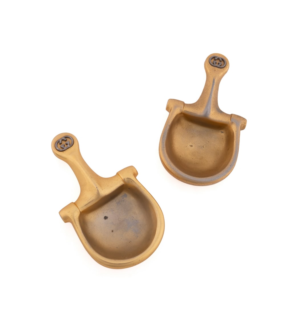 Gucci, Pair of Horsebit Vide Poches, 1970s: Gucci (Italian, founded 1921), 1970s. Or catchall trays, each composed of gilded metal. Appropriately marked Approximate dimensions: 1 x 3 1/2 x 6 in. (2.5 x 8.9 x 15.2 cm.)