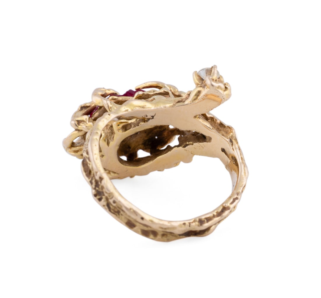 14K Yellow Gold, Ruby and Diamond Ring - 6