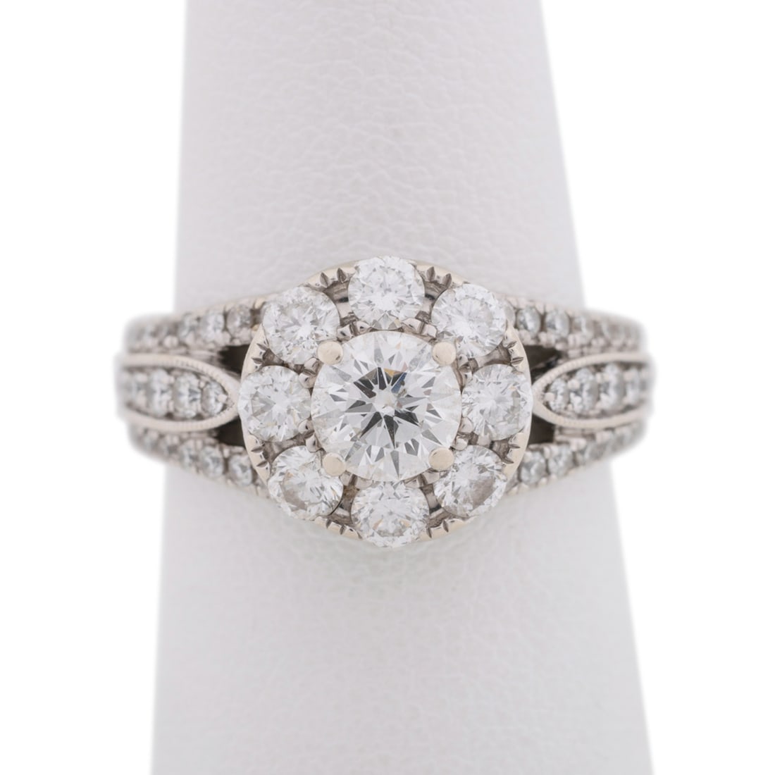 Diamond Halo 14K White Gold Engagement Ring (1 of 6)