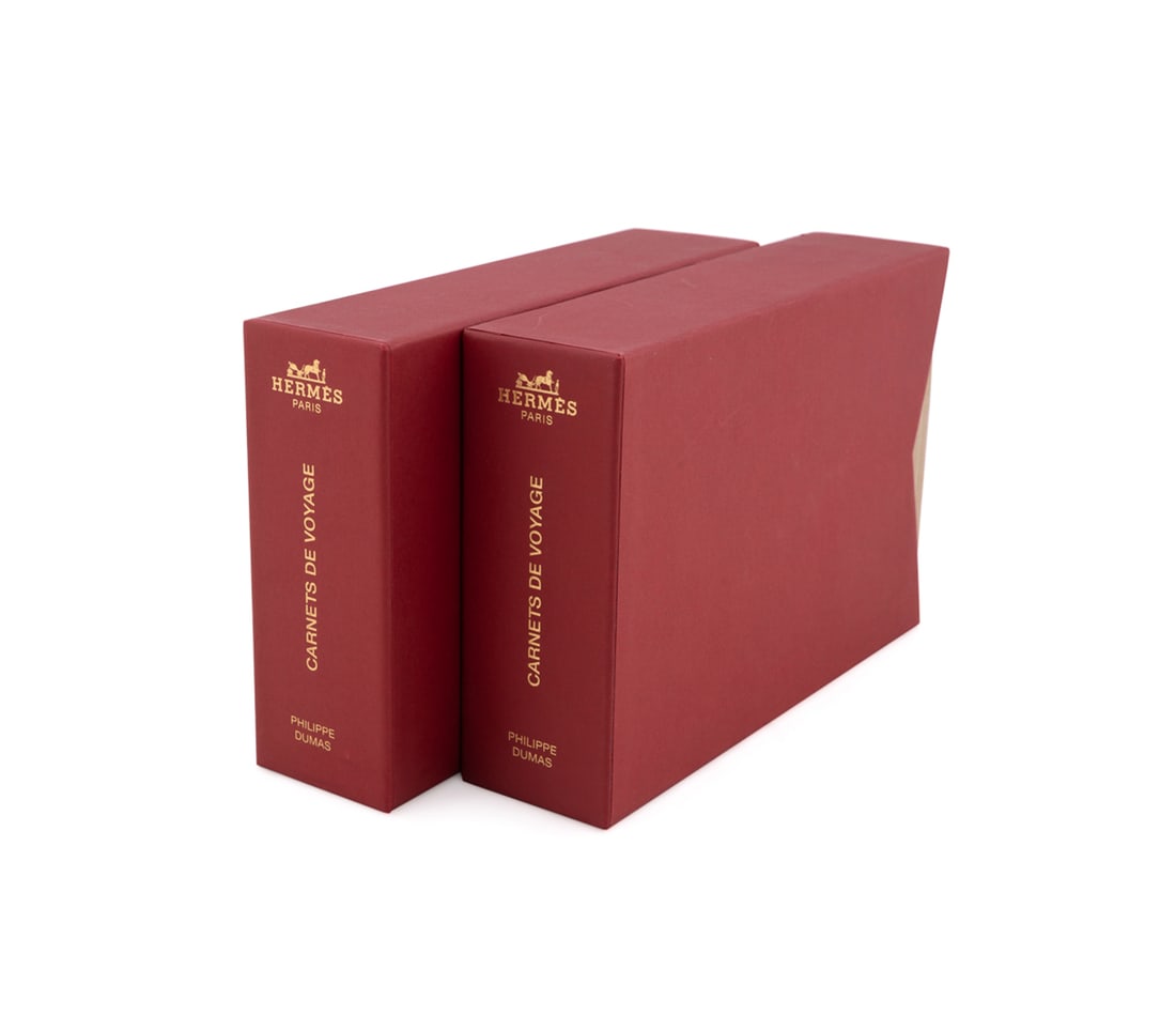 Dumas for Hermes for, 8 Vols. ?Carnets de Voyage?: Philippe Dumas (French, born 1940) for Hermes (French, founded 1837), 1995. Comprising 8 hardcover books, in slip vases, in branded box. Appropriately marked Approximate dimensions: Branded box: 2 x 9