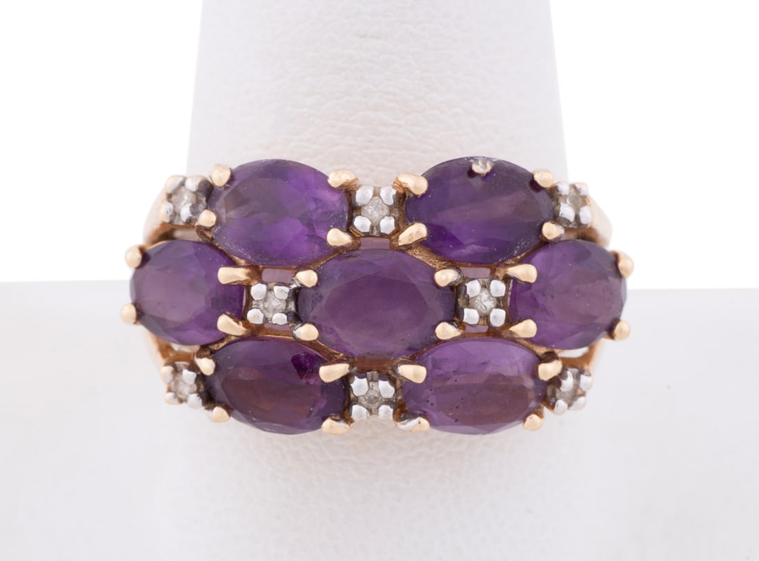 Amethyst and Diamond 14K Yellow Gold Ring (1 of 7)