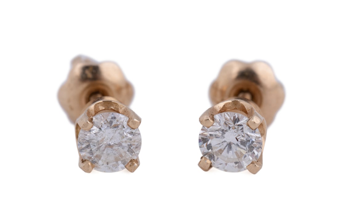 Diamond Solitaire 14K YG Earrings, 0.4TCW (1 of 7)