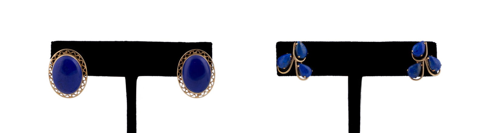 Two Pairs of Yellow Gold and Lapis Lazuli Earrings (1 of 17)