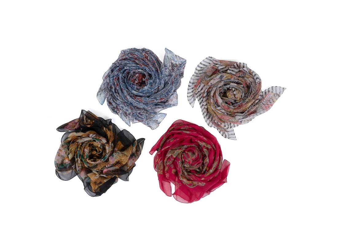 Alexander McQueen, Four Silk Scarves, Floral (1 of 20)