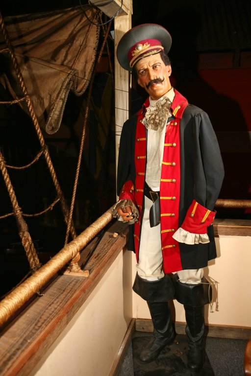Madame Tussauds Wax Figure of John Wilkes Booth: A lifesize figure of John Wilkes Booth in a pirates costume. Originally from the famous Madame Tussauds 74"H