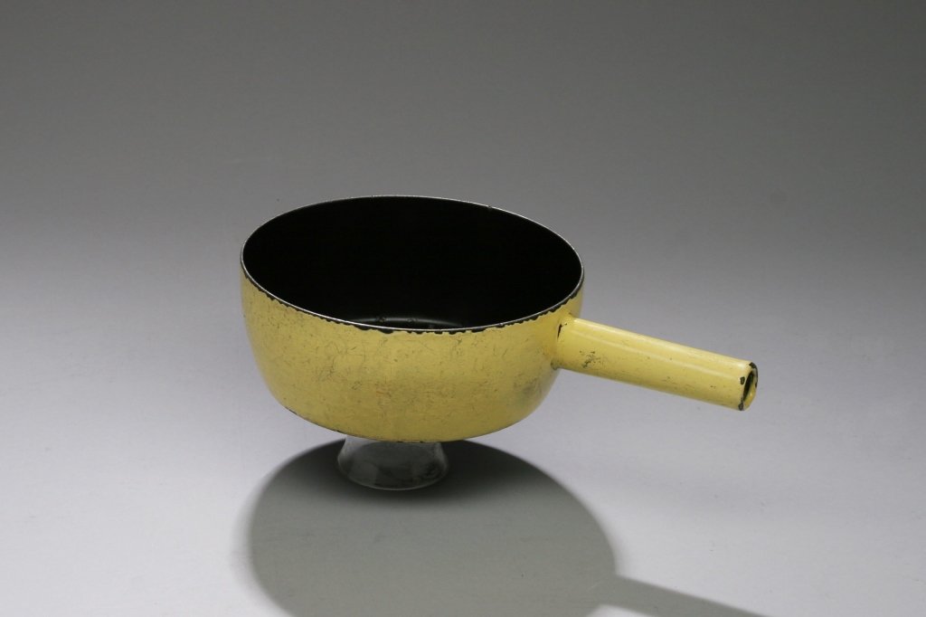 "Dante's" Yellow Enamel Cheese Fondue Pot: A Cheese Fondue Pot.
