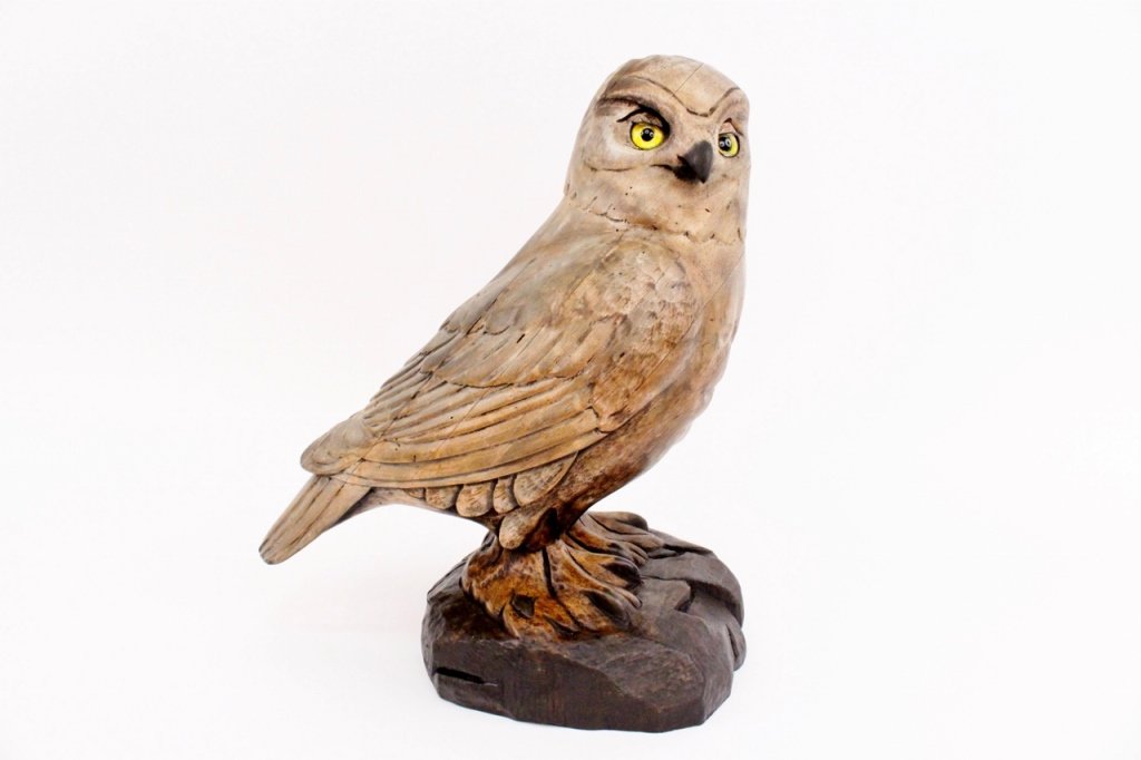 Carved Wood Owl Decoy, Tom Taber