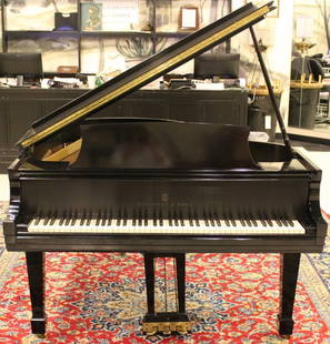 Steinway & Sons Ebonized Grand Piano: American, last quarter of 20th century. Steinway and Sons, Model M ebonized grand piano, circa 1976. Serial number 447007M. Height 66.5", width 55.8", depth 65". Provenance: Sotheby's New York: Arcade