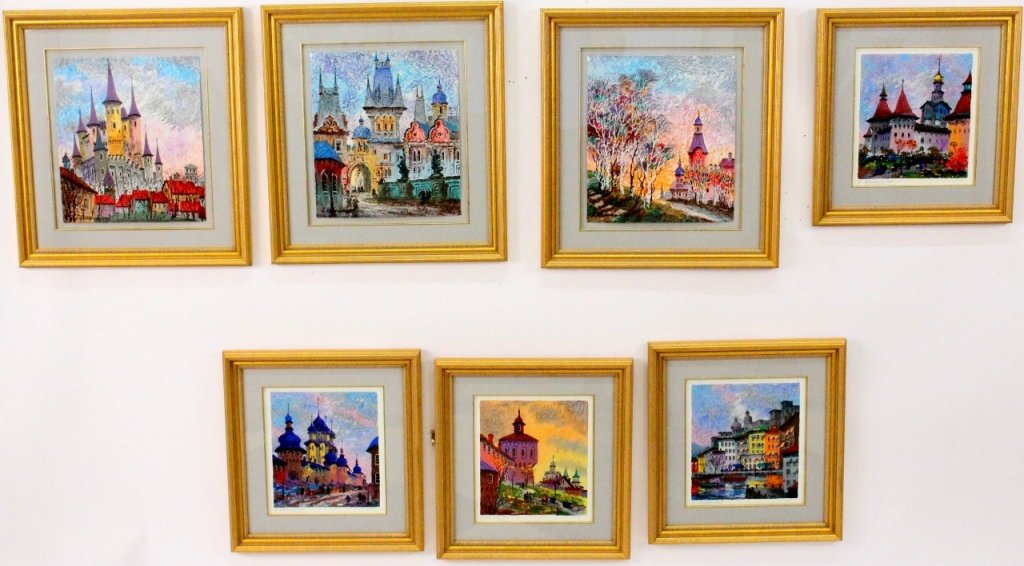 Group of 7 Anatol Krasnyansky Cityscape Serigraphs: Anatol Krasnyansky (Russian/Ukrainian/American, b. 1930), group of seven color serigraphs depicting various brightly colored and textured Russian cityscapes created in multiple off of his expressive w