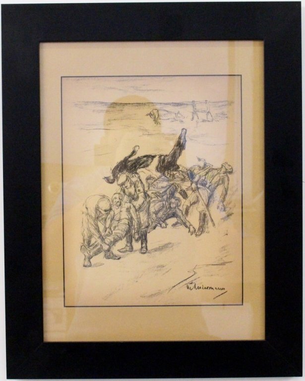 Max Liebermann German Expressionist Lithograph: Max Liebermann (German, 1847–1935), Lithograph from from the periodical "Kriegszeit" published by Paul Cassirer, Berlin, circa 1914. German Expressionist lithograph depicting a tragic and graphic wa
